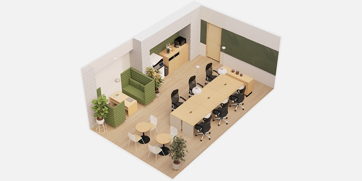 【11～12坪・6人用】予算約60万円で!温もり溢れるおしゃれオフィス