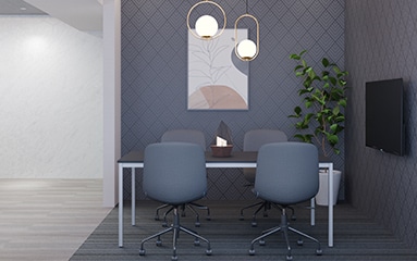 【約15坪・9人用】予算約70万円で快適さと美しさを両立。白を基調とした洗練オフィス