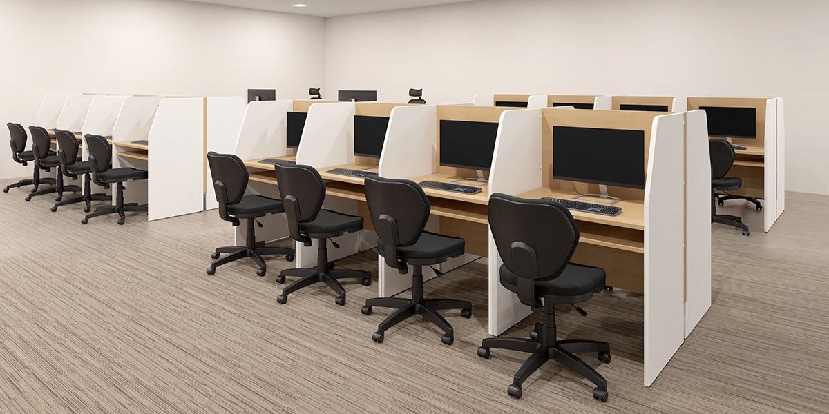 【約40坪・25人用】効率UPと快適さを追求したコールセンター型オフィスレイアウト